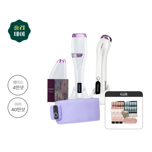 [홀리데이] 프로페셔널 알파 완벽 두배샷 + 알토 + 핏업벨트 (1샷 26도트 / 페이스 4만샷 / 아이 40만샷 + 3중 고주파 케어 + 복부 탄력 관리)